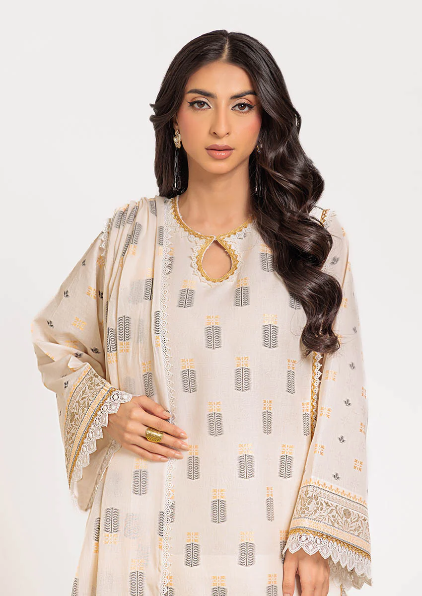 Cream-Jacquard-3 Pc (WUS25J3008) - Image 4