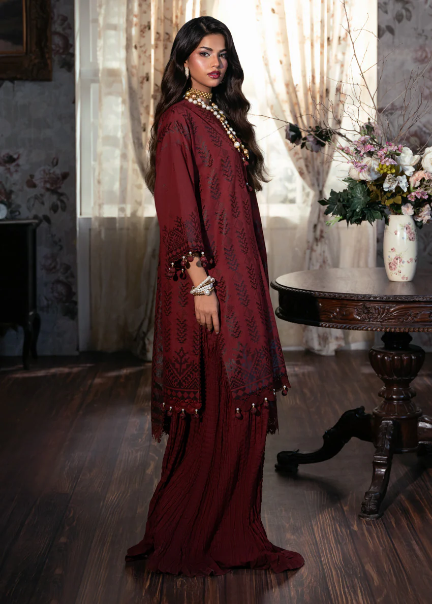 Maroon-Jacquard-3 Pc (WUS25JD3042) - Image 3