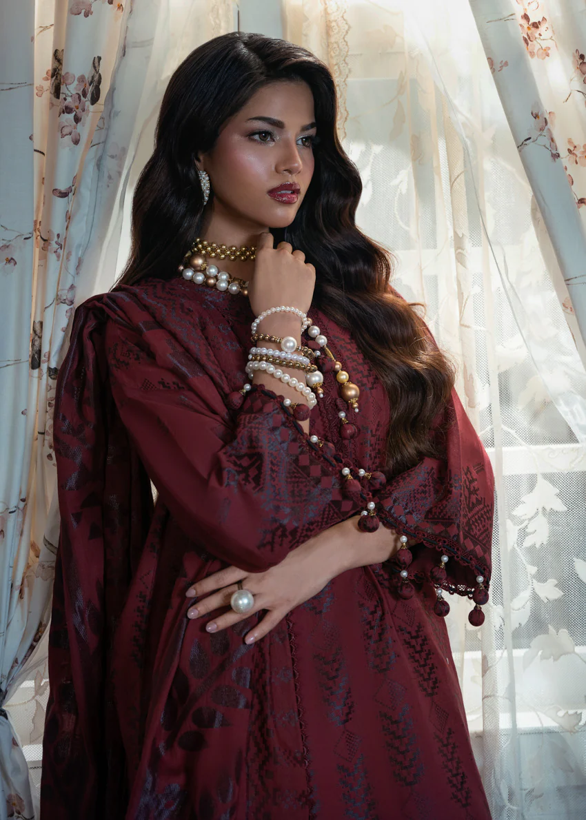 Maroon-Jacquard-3 Pc (WUS25JD3042) - Image 4