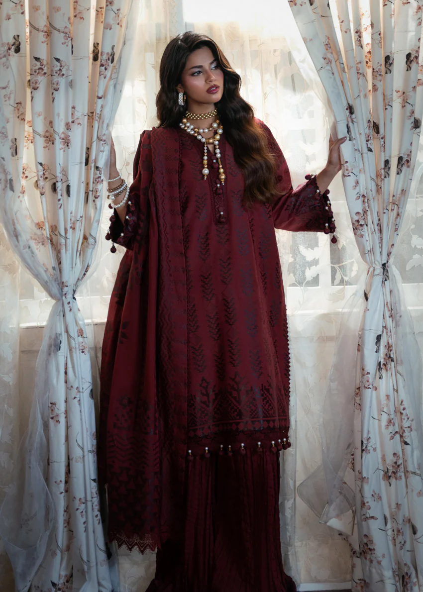Maroon-Jacquard-3 Pc (WUS25JD3042) - Image 5