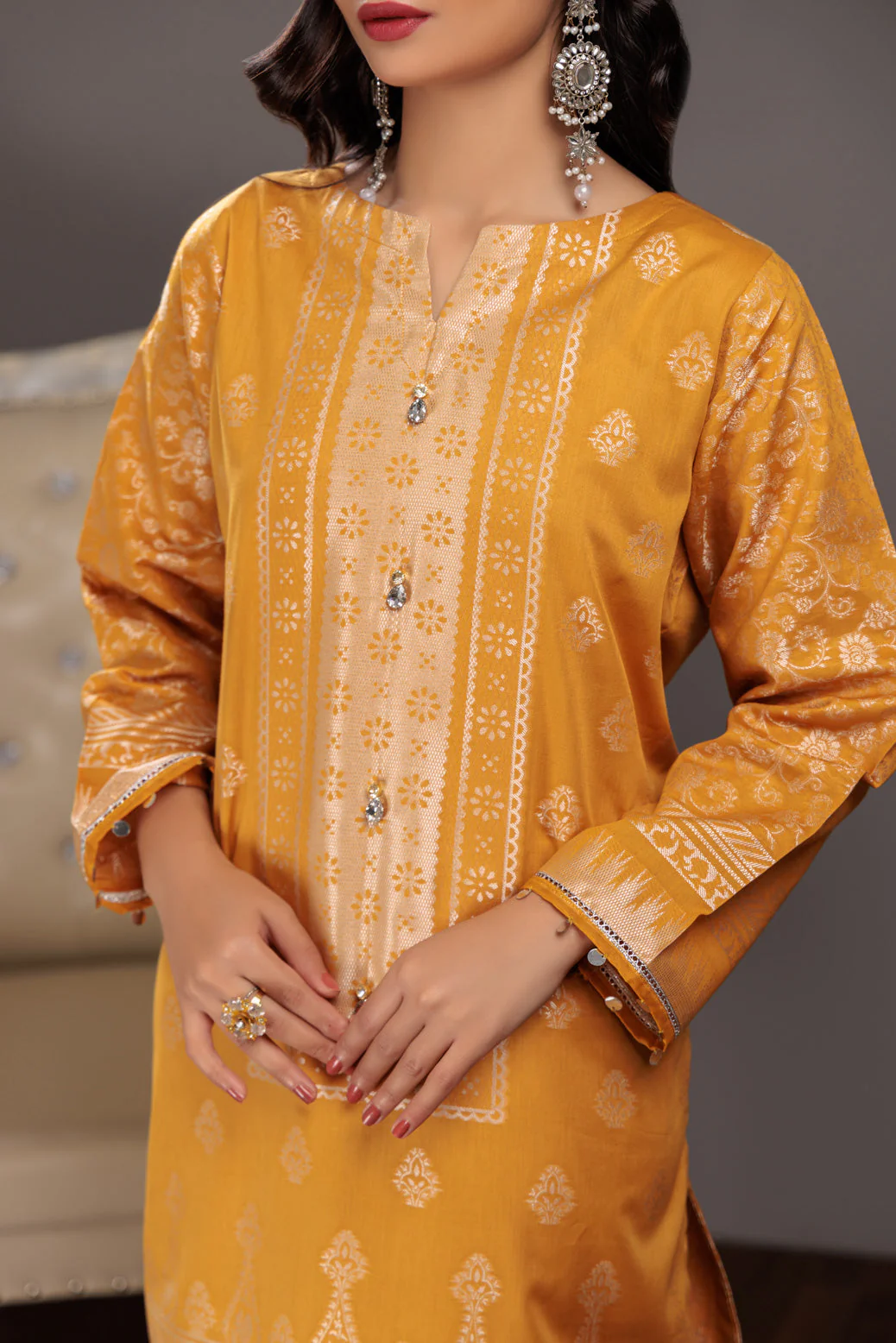 YELLOW-JACQUARD-3 PIECE (JAS233P19) - Image 4