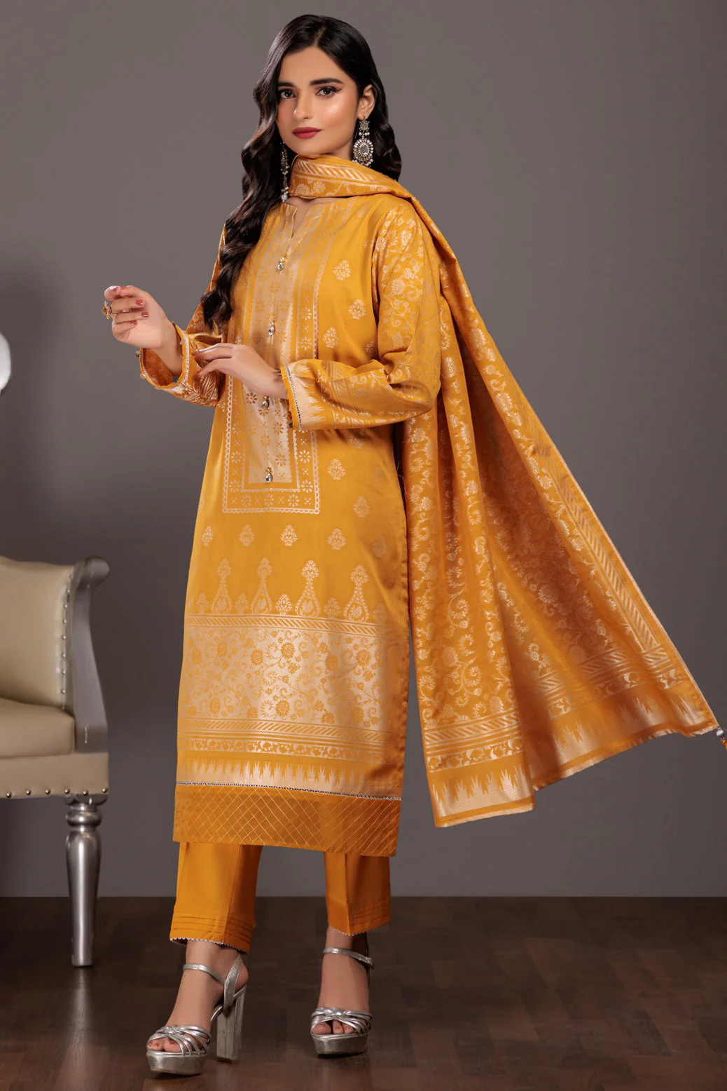 YELLOW-JACQUARD-3 PIECE (JAS233P19) - Image 5