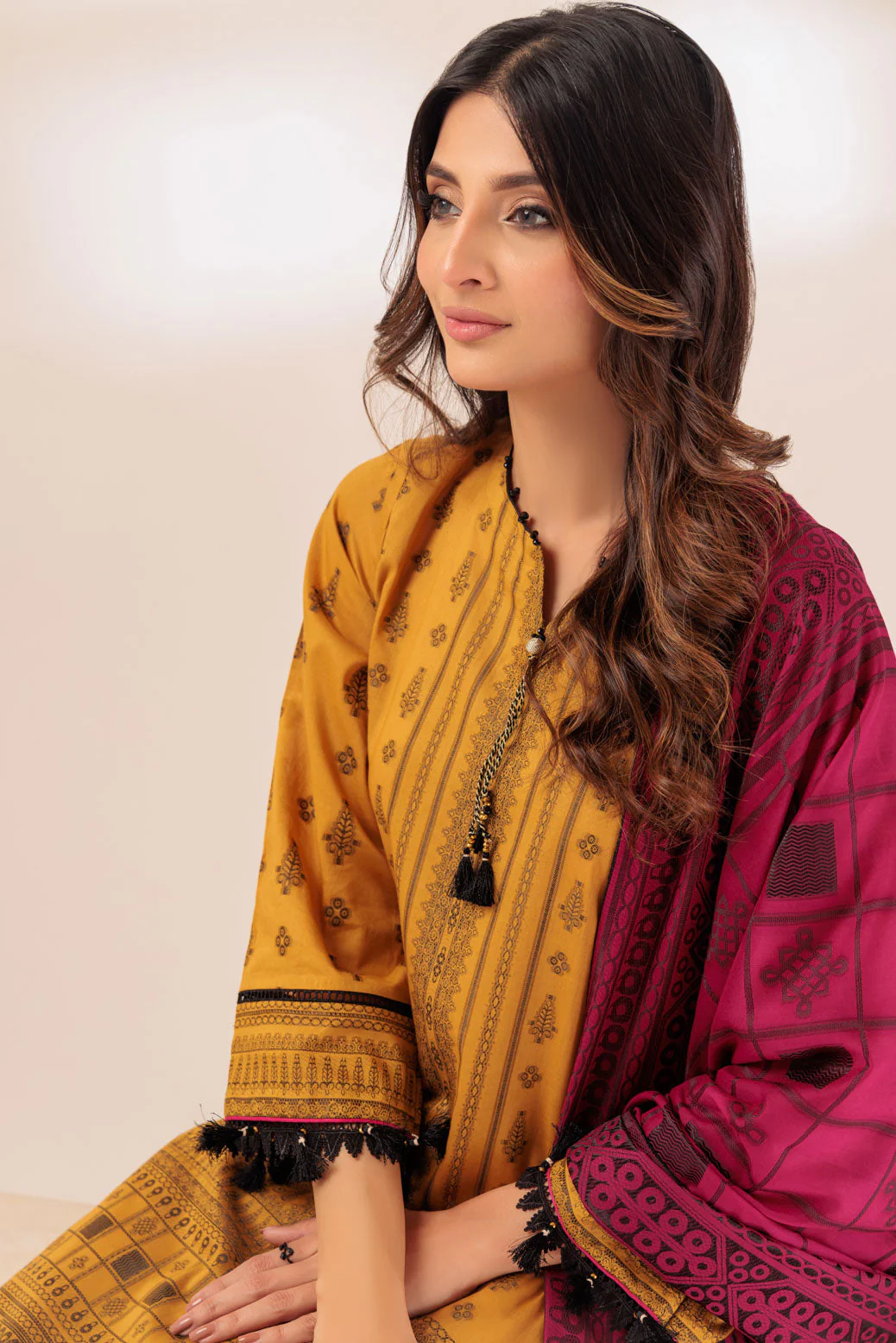 YELLOW-JACQUARD-3 PIECE (PWJ2233P22) - Image 2