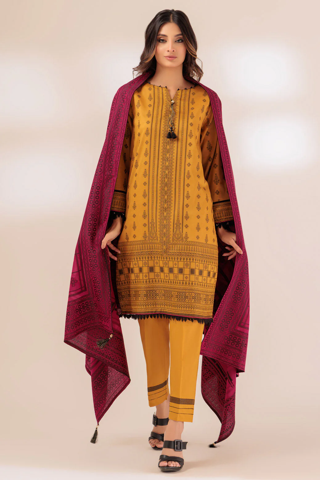 YELLOW-JACQUARD-3 PIECE (PWJ2233P22) - Image 3
